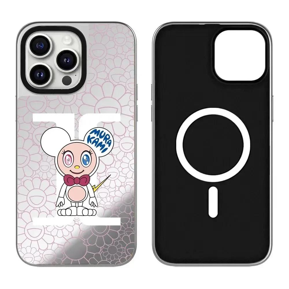 

Чехол для iPhone 12 13 14 15 16 Pro Max для iPhone 16 ProMax Креативный парный мышь Черный Серебристая рамка Зеркальный Магнитный Чехол-накладка for iPhone16 Pro Max