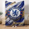 Custom Name Chelsea Football Club Theme Printed Blanket Perfect For Couch Bed Travel Outdoor Use Machine Washable Cozy Durable