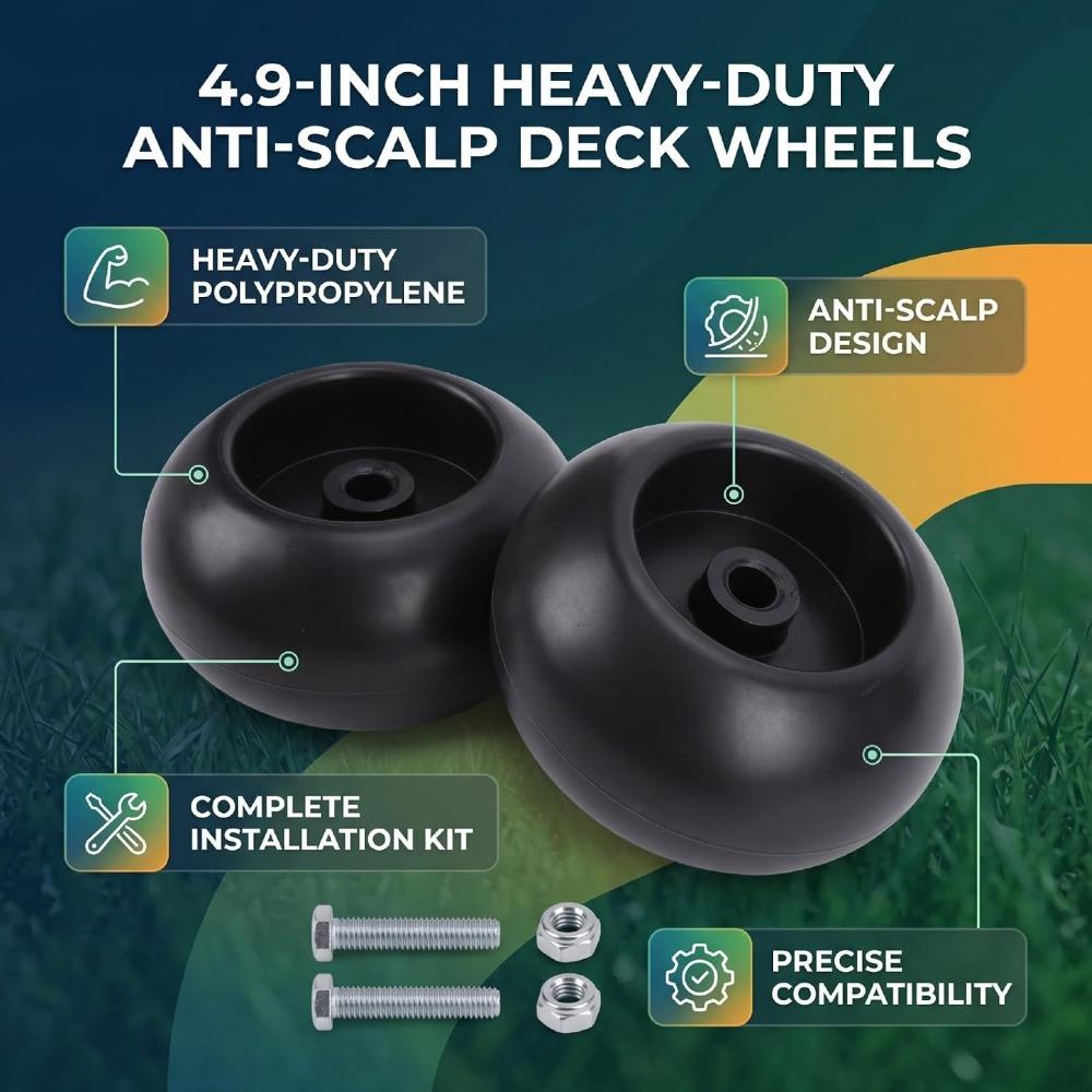 PA Lawn Mower Deck Wheels Durable Deck Support Wheels Robust Bolt On Kit Riding Mower Repair