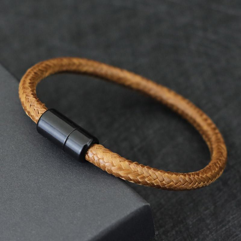 

New Punk Men Bracelet Black Brown Wax Rope Braclet Magentic Clasp Pulsera Hombre Hand Bands For Him Macrame Braslet Gift