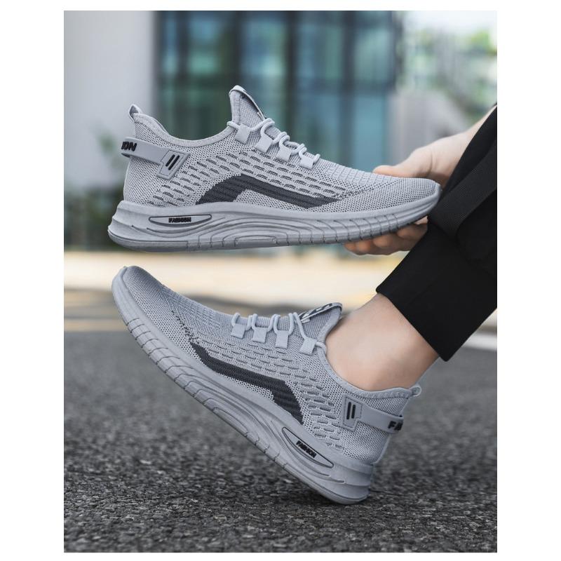 Men's Summer Fly Knit Sports Casual Shoes, Hollow Out Breathable Mesh Running Sneakers, Versatile Athletic Footwear for Men