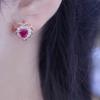 Exquisite And Pure 585 Russian Purple Gold Love Diamond-Encrusted Earrings, Luxury Temperament Rose Gold-Plated Color Gold Earrings For Women
