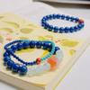 Natural Lapis Lazuli & Nanhong Single-Circle Emperor Sand Bead Bracelet with Aquamarine - Women's High-End Retro Style