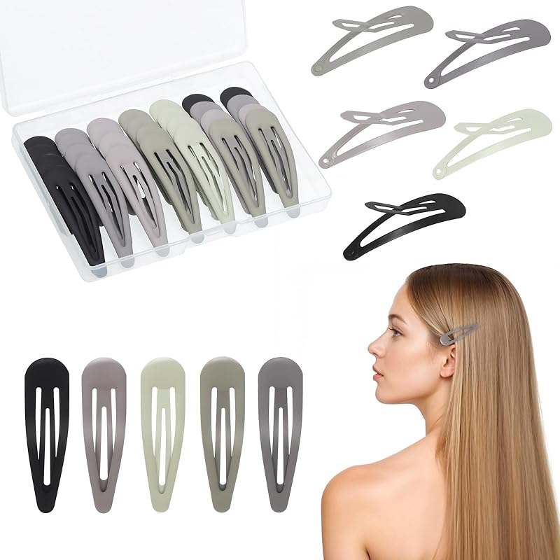 obeoby 30 Pcs 5 Colors Metal Snap Hair Clips, 2 Inch Hair Barrettes Hair Accessories for Women Girls 1 Count (Pack of 30)