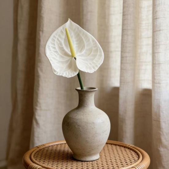 26" Real Touch Anthuriums Plant Artificial Tropical Flower with Long Stem Faux Floral Arrangement for DIY Vase Table Centerpiece Home Office Wedding