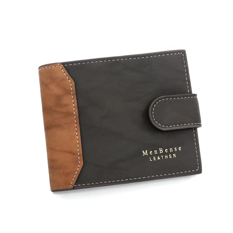 Korean Style Gold Foil Print Men's Trifold Leather Wallet