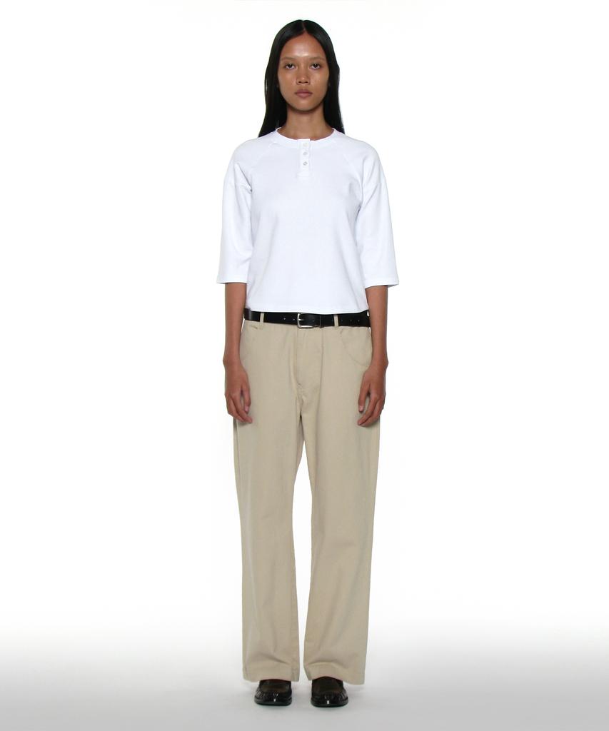 PARTIMENTO WOMEN Pwc Henley Neck Three-Quarter Sleeve Tee_White