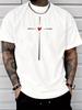Unisex Summer Minimal Cross Red Heart Print Short Sleeve Tee Loose Crew Neck Cotton Casual Male Daily Street Hip Hop Fashion Top