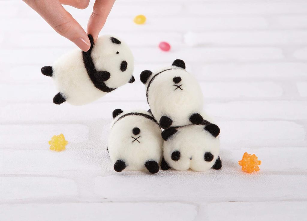 Hamanaka Wool Felting Easy First Aclaine Butt Face Kit, & Cute, Panda, H441-554