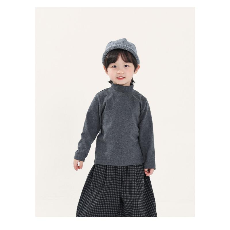 Kids Boys Solid Half Turtleneck Long Sleeve Warm Winter Inner Base Shirt