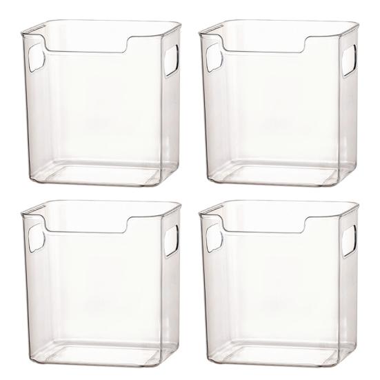 Boîte de rangement pour porte latérale de réfrigérateur Bacs de rangement en plastique transparent Empilables Organisateur de cuisine pour viande Snacks et Boissons