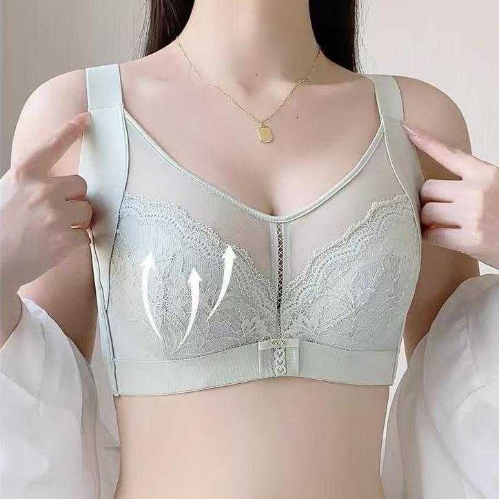 Full-cup Bra Women's Thin Anti-sagging Lace-gathering Bra Large-sized Underwear Push Up Bra
