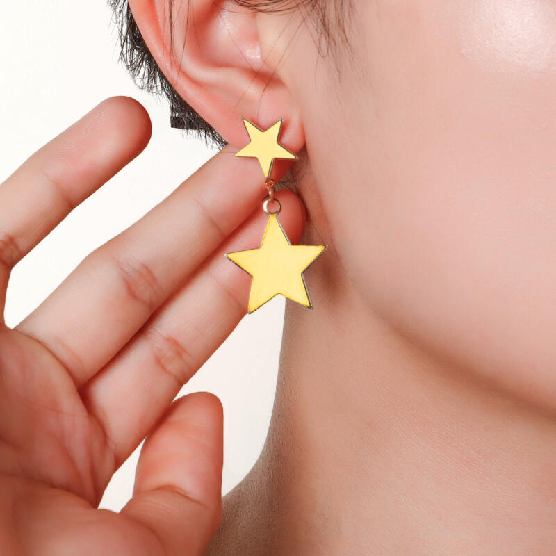 Edelstahl Quaste Fünfzackiger Stern Ohrringe für Damen Herren Cool Punk Hiphop Anhänger Ohrring Party Charme Schmuck Zubehör