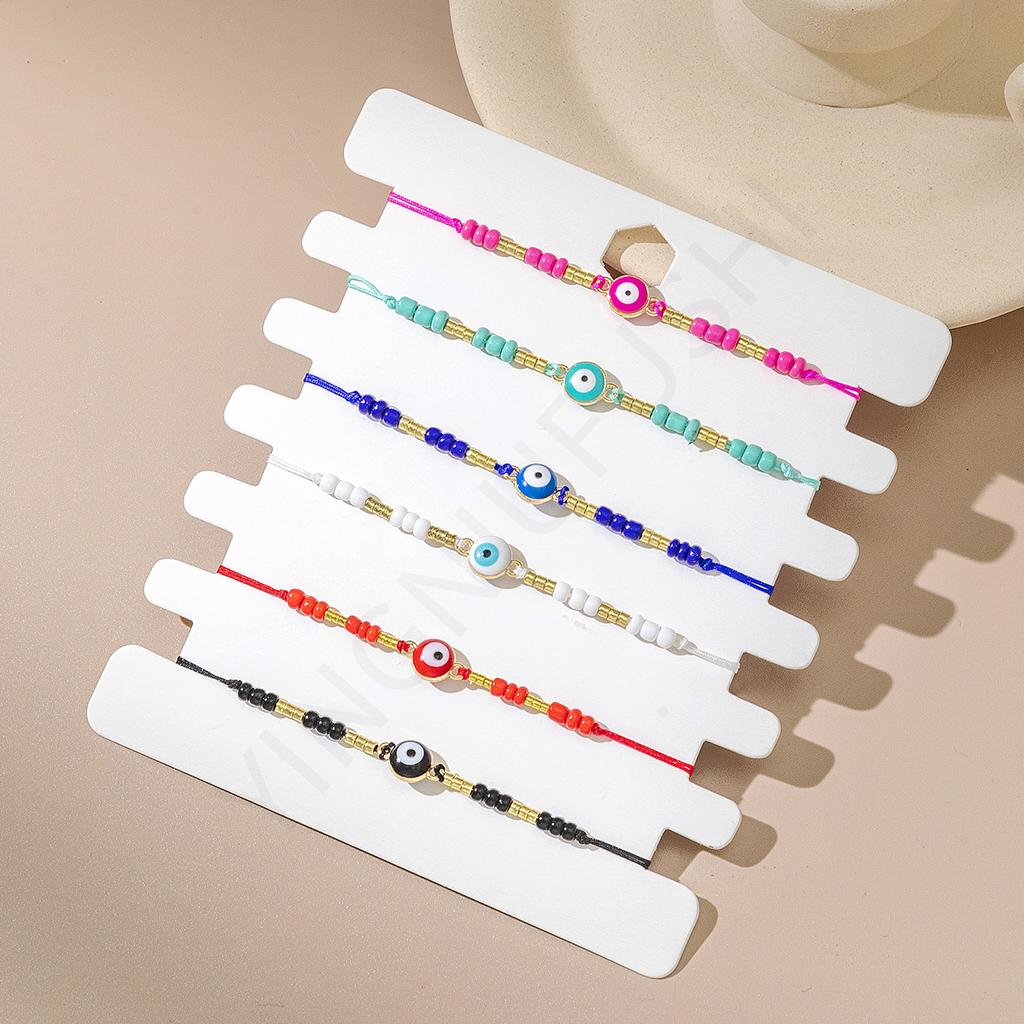 Bohemian Wind Devil's Eye Color Beaded Hand Rope Adjustable Rice Bead Beaded Couple Hand Rope Women's Spot