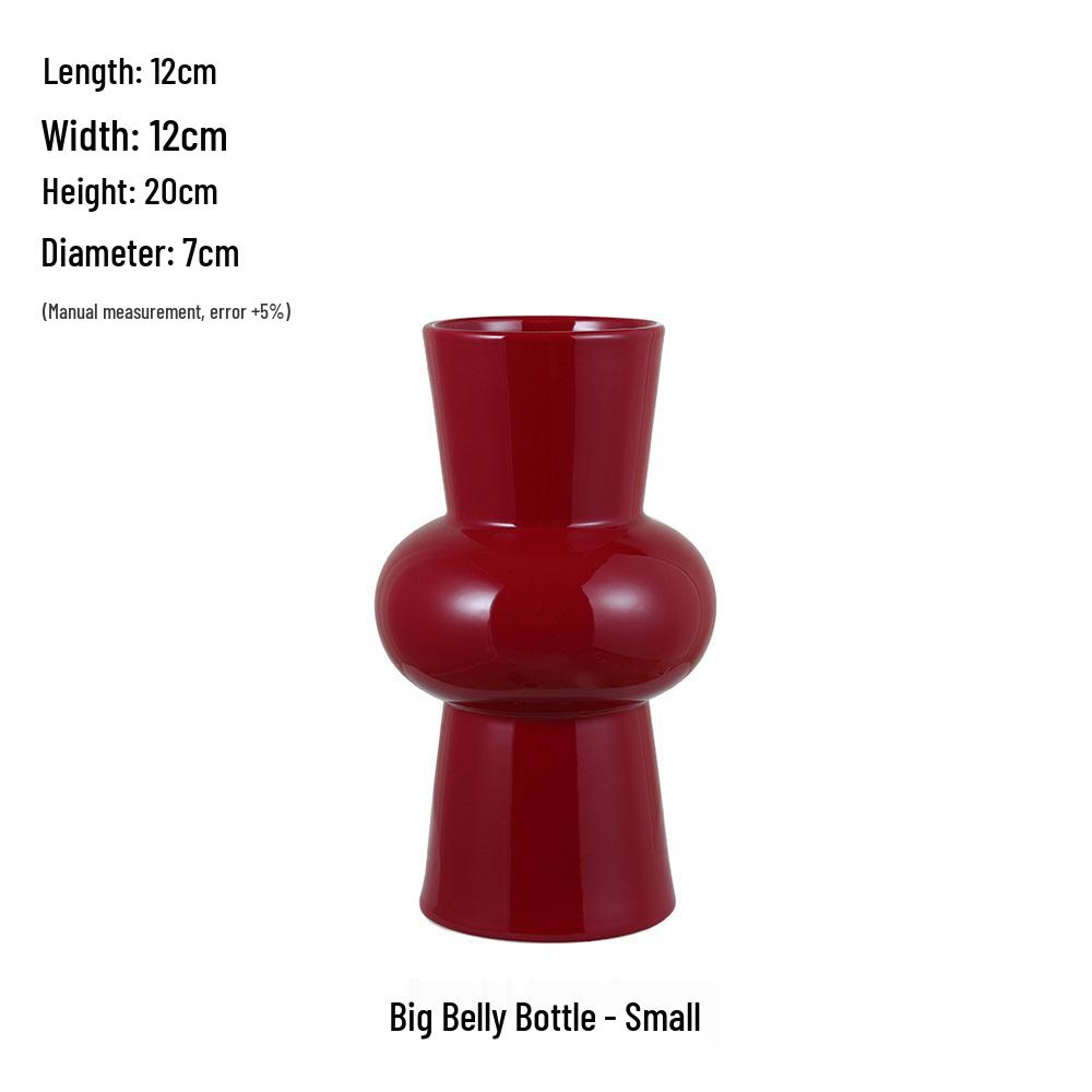 Čínská červená keramická váza ze poloviny století - Novoroční speciální ozdoba pro obývací pokoj nebo svatební aranžmá ze sušených květin