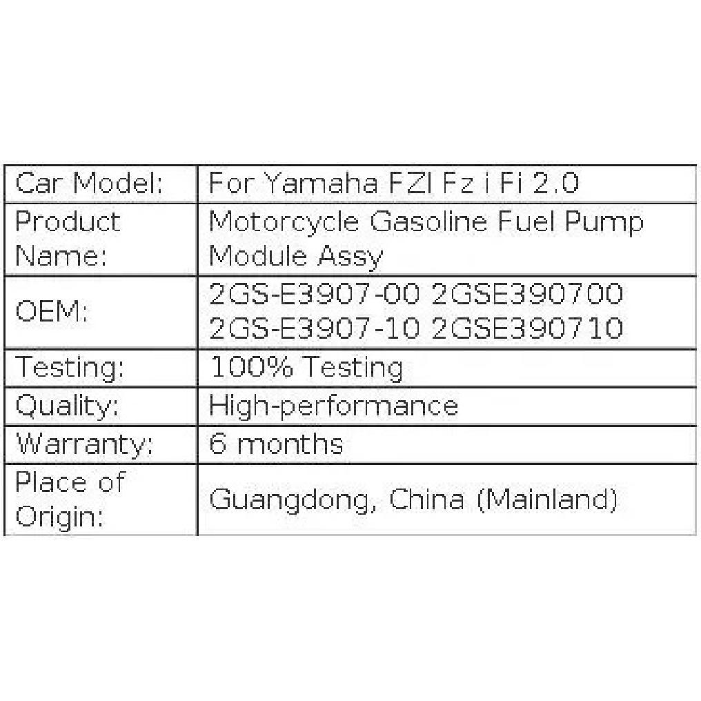 JH Motorcycle Fuel Pump Module Assy For Yamaha FZI Fz I Fi 2.0 2GS-E3907-00 2GSE390700 2GS-E3907-10 2GSE390710