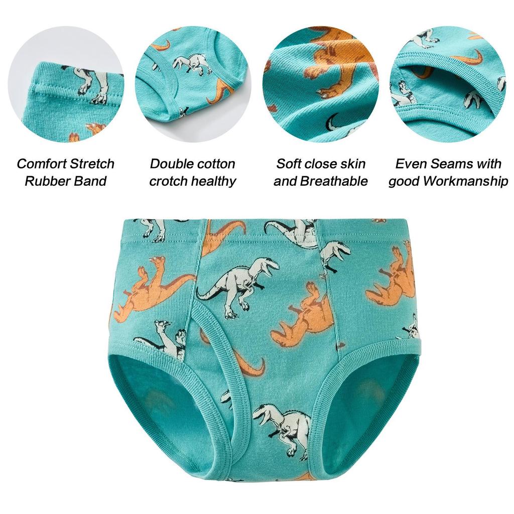 Mutandine da Bambino in Puro Cotone con Dinosauri - Pantaloncini Cartoon per Toddler e Bambini