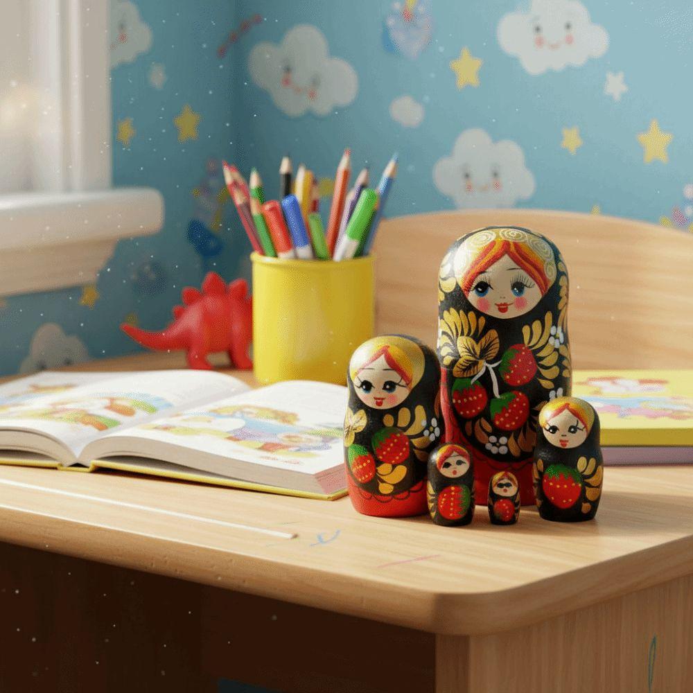 Strawberry Girls Matryoshka Doll Handmade Russian Nesting Doll Classic Nesting Dolls  Kids Toy