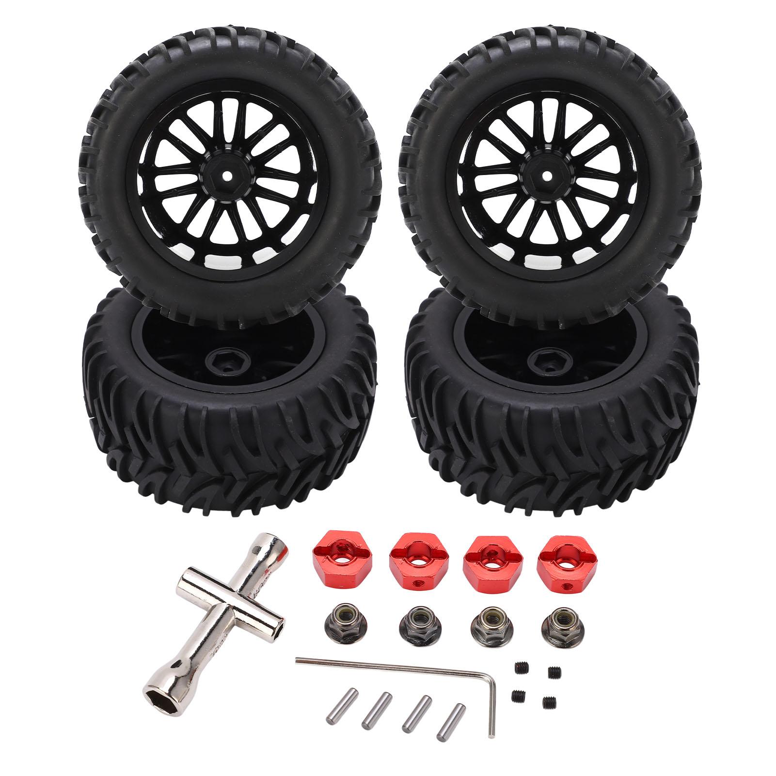 

4Pcs RC Car Tires Wheel Rim Set with Sponge Inserts Arrow Pattern for 18 110 Short Course Truck
