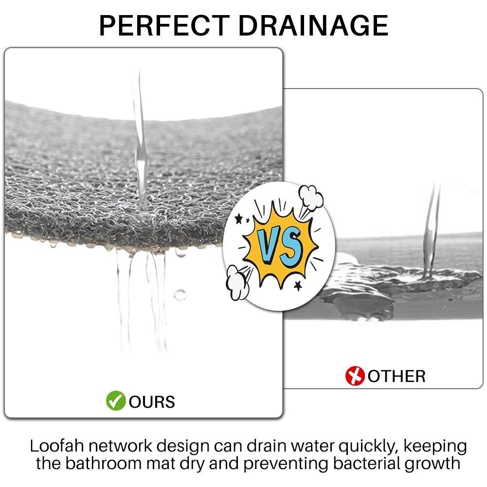 40*60/50*80cm Bath Rugs Non-Slip Bath Mat with Drain Holes Anti Mould Shower Mat for Inside Shower Washable for Bathroom Floor