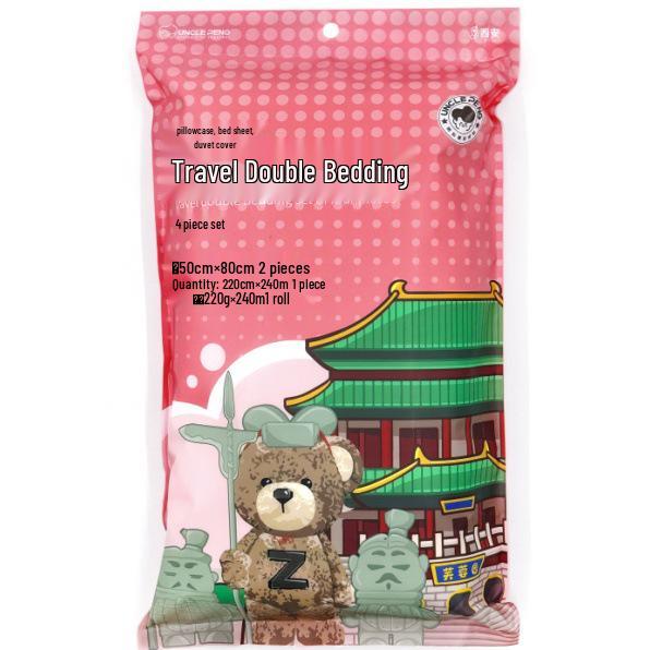 2026 Thickened King Size Hotel Travel Set: Disposable Bed Sheet, Duvet Cover, Pillowcase - 4-Piece.