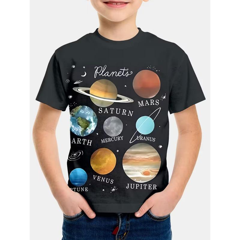 Boys Kids Clothes Stylish Cartoon Space Astronaut Graphic T Shirts Boy