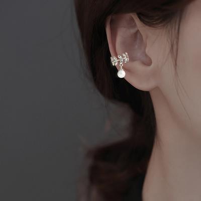 Small Simple Leaf Pearl Ear Clip Wheat Ear Auricle Without Ear Hole Olive Leaf Ear Bone Clip