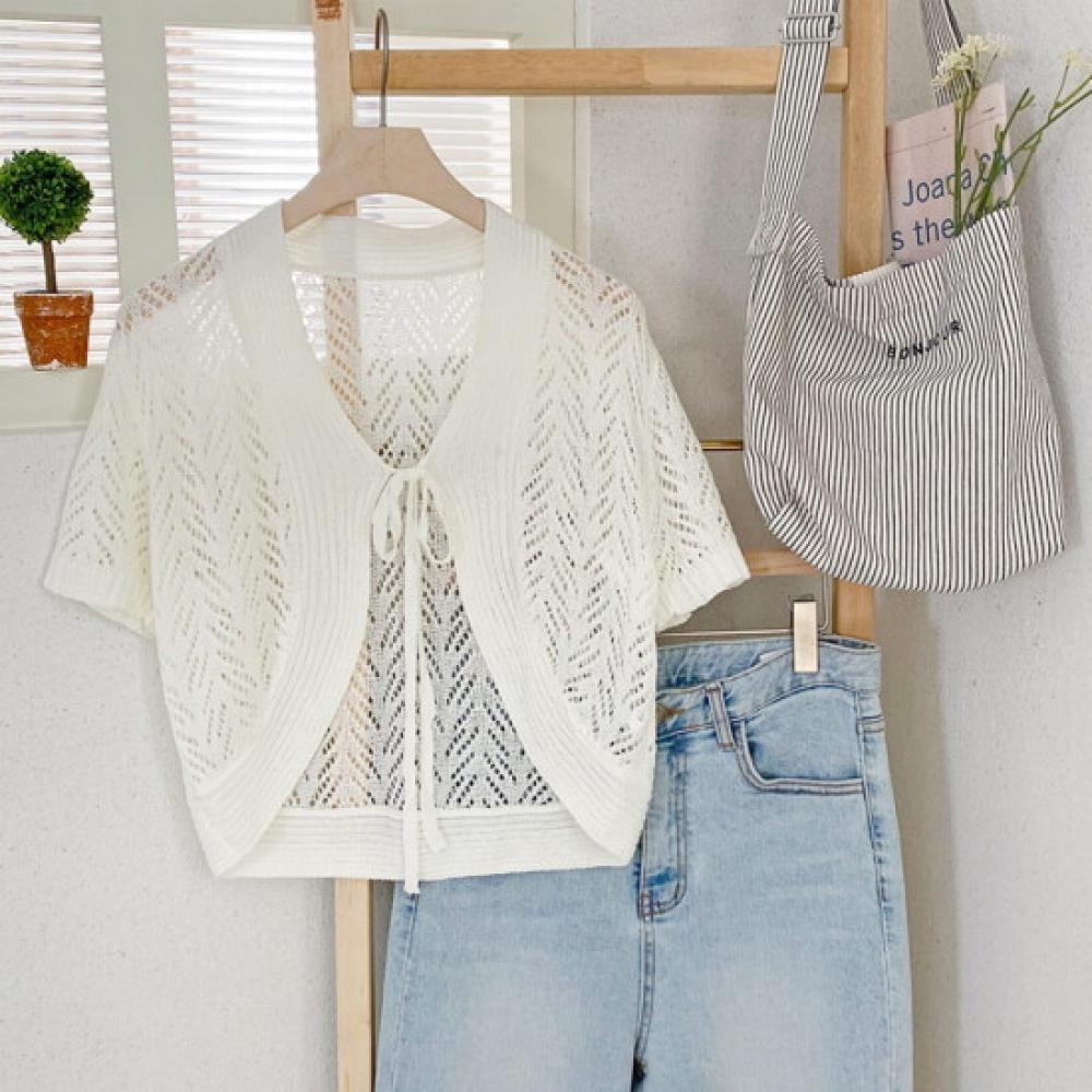Shop Women S Bolero Punching Short Sleeve Knit Cardigan Ivory Dgb Wcd 2374
