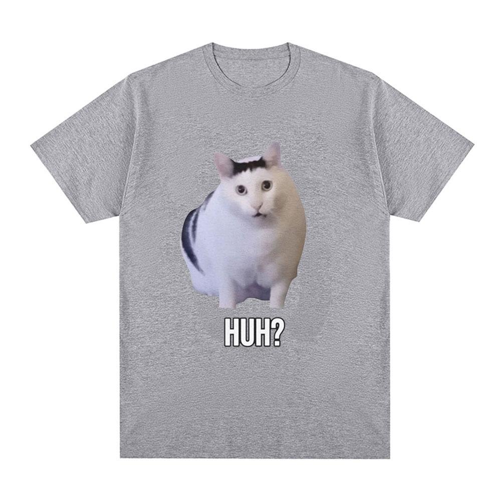 Cat Saying Huh Funny Meme TShirt Unisex Unisex 100 Cotton Breathable Short Sleeve Oversized T Shirts Fashion Harajuku Tee Shirt