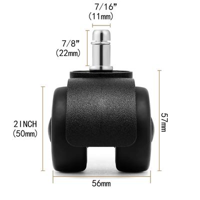 2"Universal Mute Chair Wheel Office Chair Caster Replacement Casters Rubber