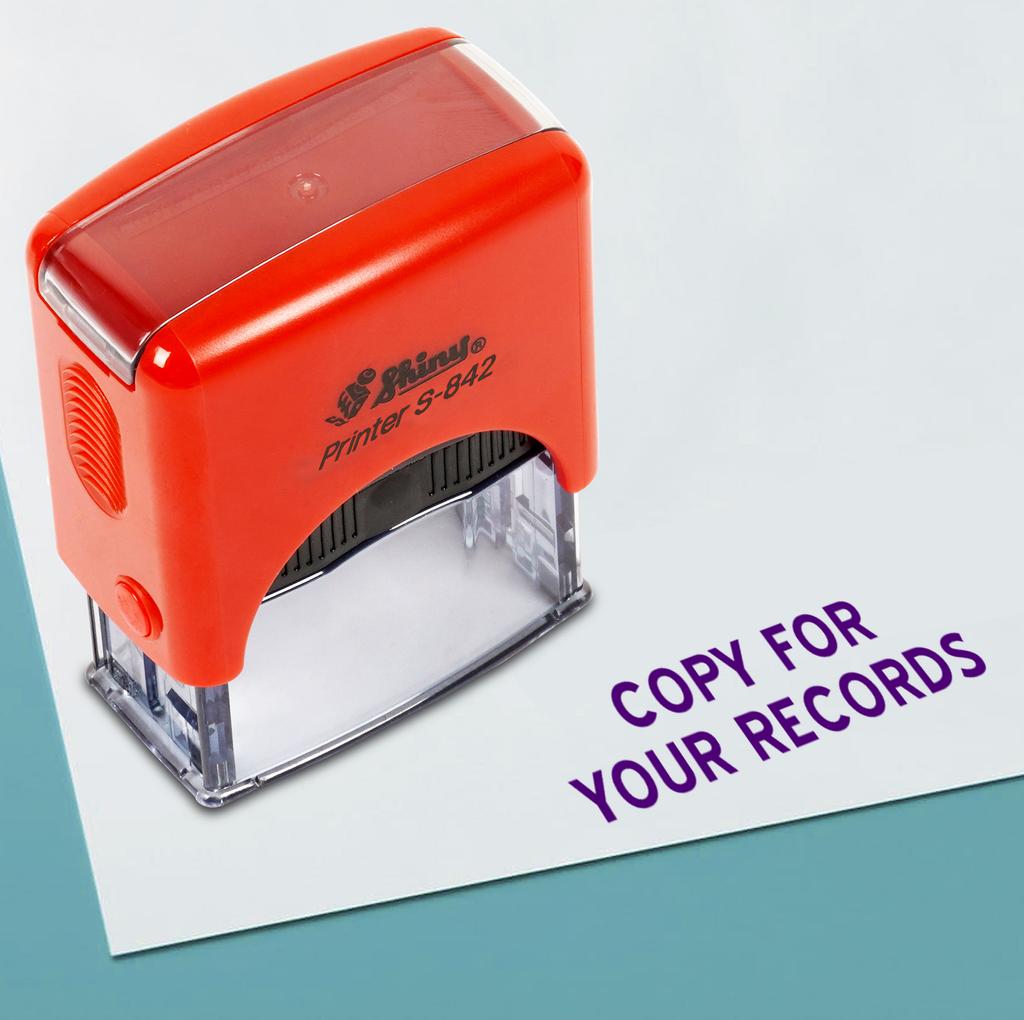 Printtoo Copy For Your Records Self Inking Rubber Stamp Pre,Inked Office Stamp, Home Office Business Stationery, 38 x 14 mm,