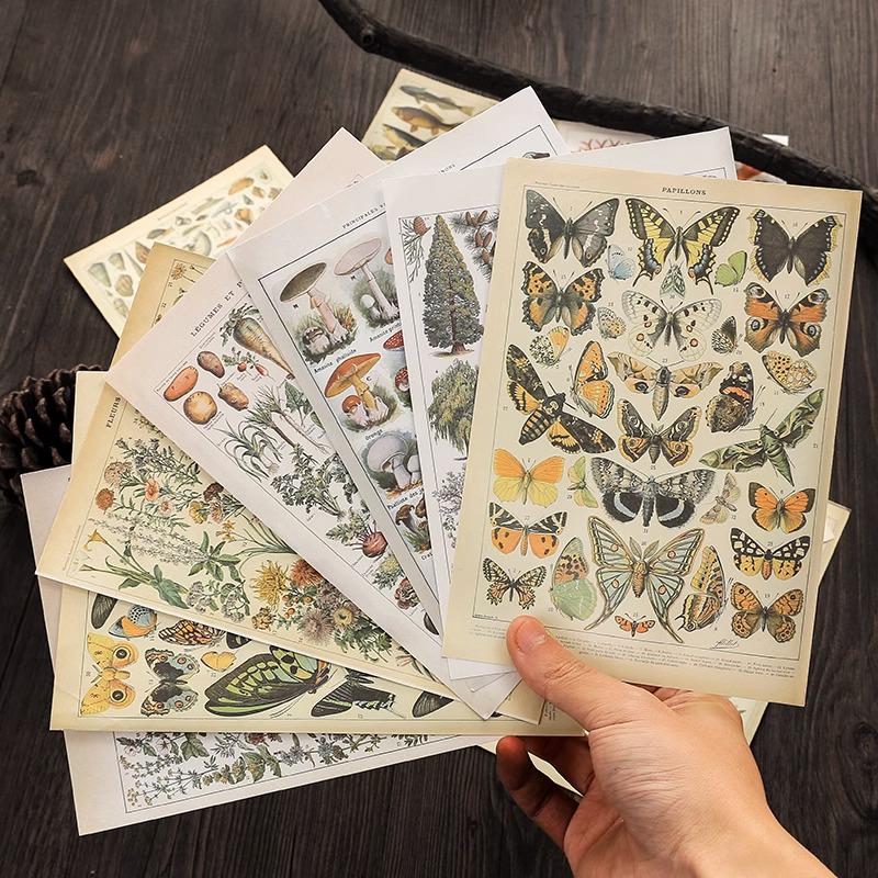 Large Retro Double-Sided Adhesive Journal Base and Decorative Background Paper Stickers