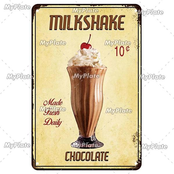 [MyPlate]Ice Coffee Metal Sign Vintage Plaque Tin Sign Kitchen Decor For Bar Sign Club Decoration Man Cave Plate Tea Poster