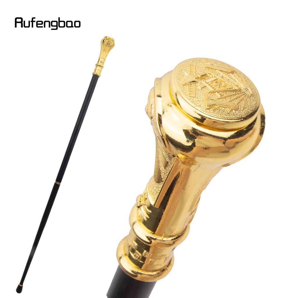 Golden Freemasonry Freemasons VG Totem Relief Walking Cane Fashion Walking Stick Gentleman Crosier Knob Walking Stick 93cm