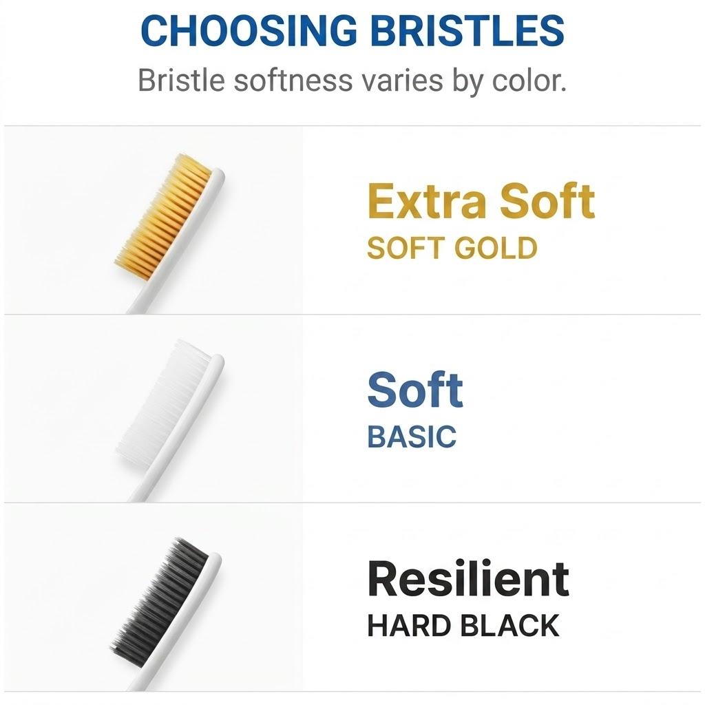 [Wangta] Toothbrush Soft Gold / Basic Stone / Hard Black (1Unit - 10 Pieces)