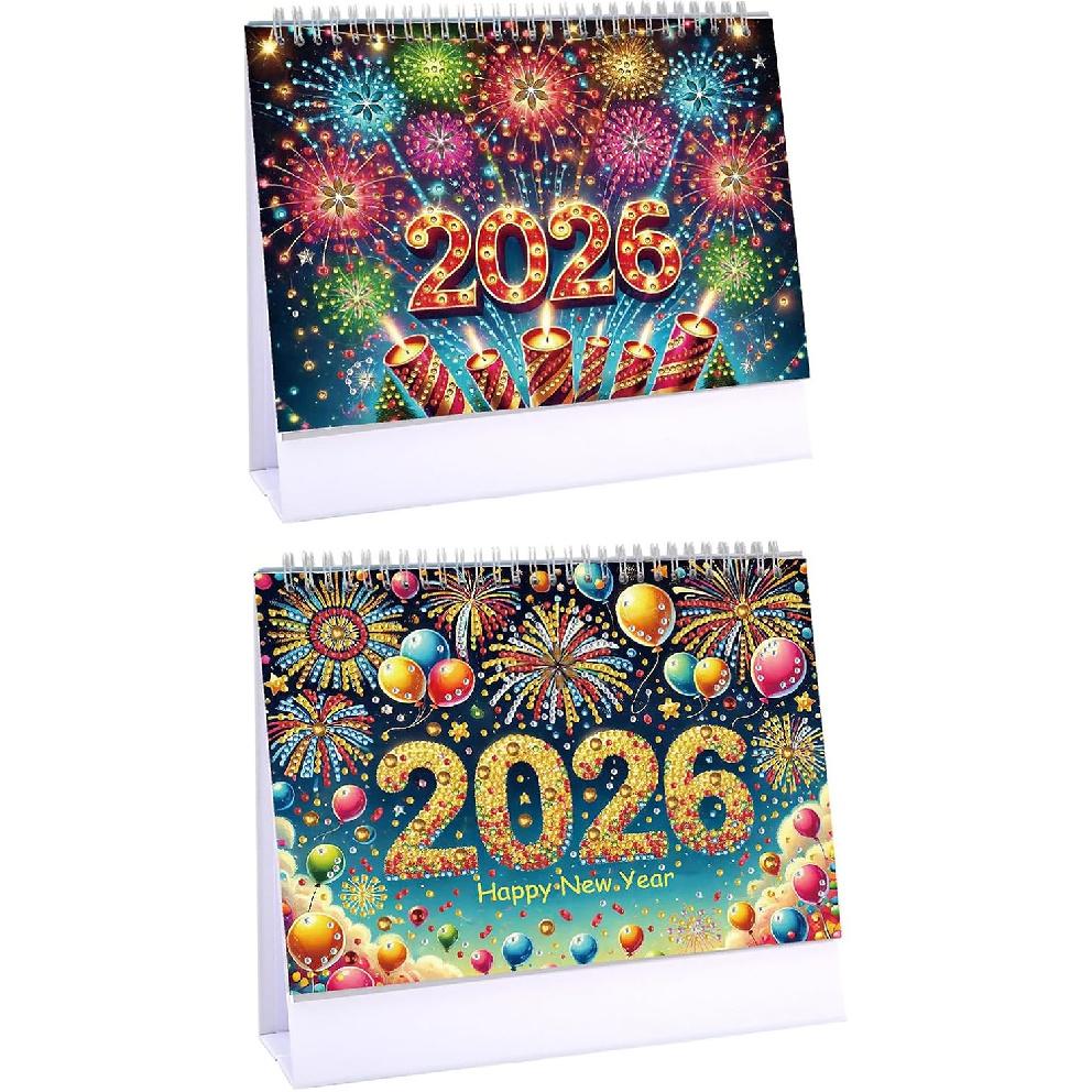 2026 Standing Desk Calendar DIY Diamond Art Painting Monthly Flip Desktop Calendar with To Do List Calendars Planner for Home Office-2026-A