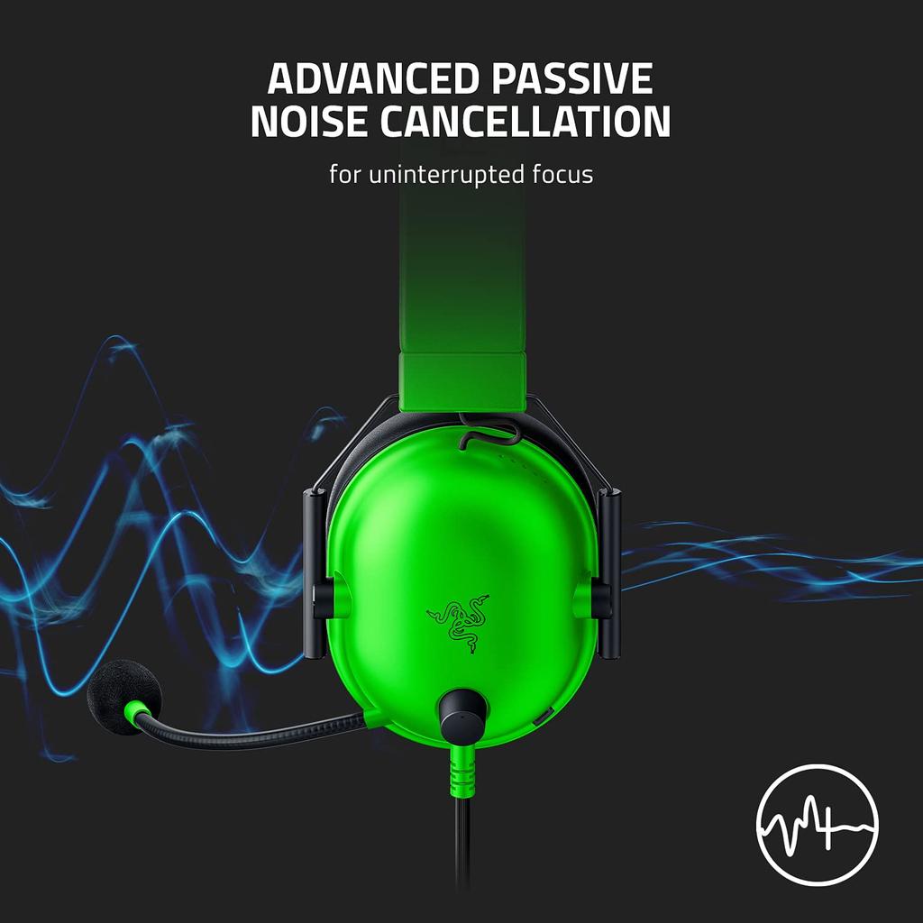 Razer BlackShark V2 X Gaming Surround Sound 50mm Drivers Memory Foam Cushions for and Switch Audio Jack Green Headset 7.1 - - - PC, PS4, PS5, - 3.5mm