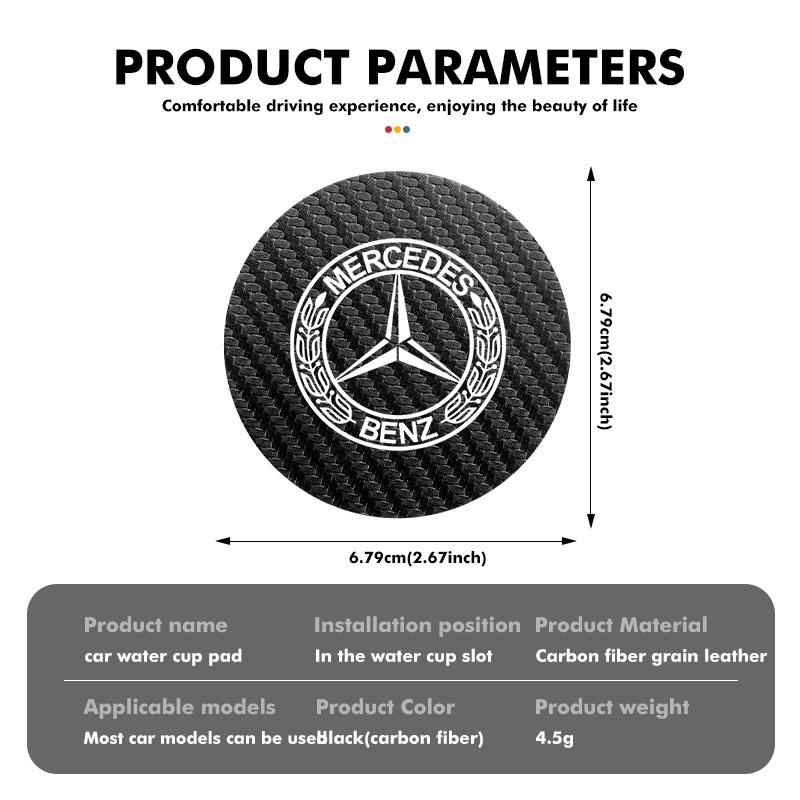 AABGX1 For Benz Car Logo Carbon Fiber Water Cup Pad Bottle Holders Anti Slip Mat Accessories AMG CLA CLS C180 C200 W204 W205 Exclusive
