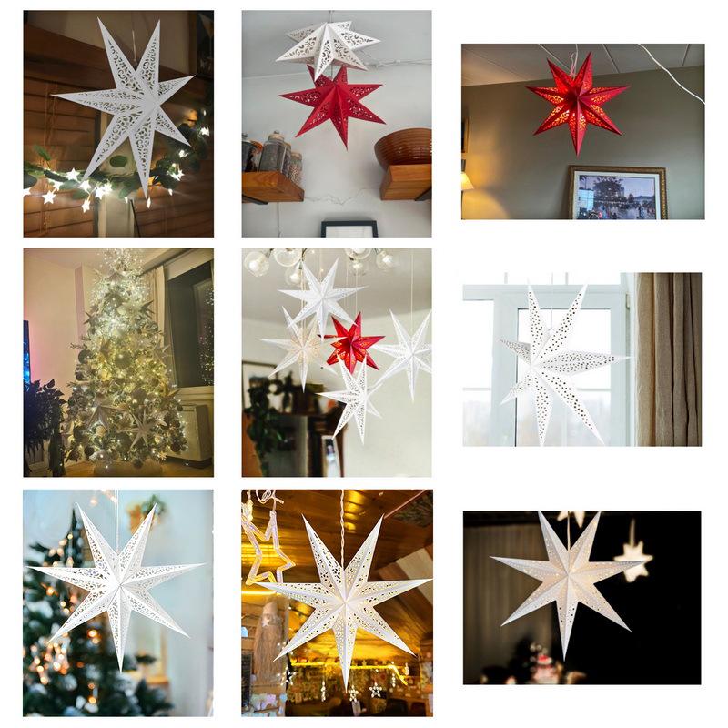 White Hollow Paper Star Lampshade - Christmas, Wedding, and Party Decoration.
