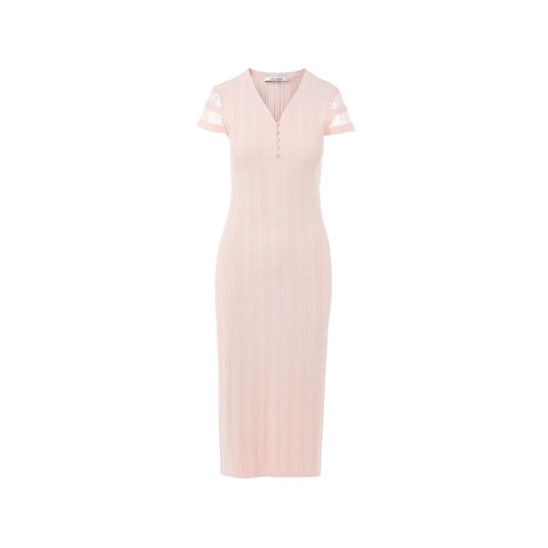 Women s V-Neck Short Sleeve Midi Dress L