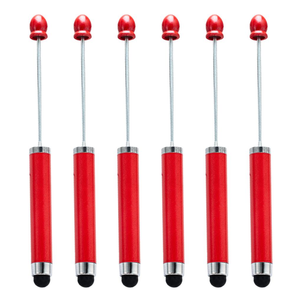 6 BUC Pix cu bilă 2 în 1 cu mărgele și capac stylus, pix pentru semnături de afaceri, uscare rapidă, scriere lină pentru birou, școală