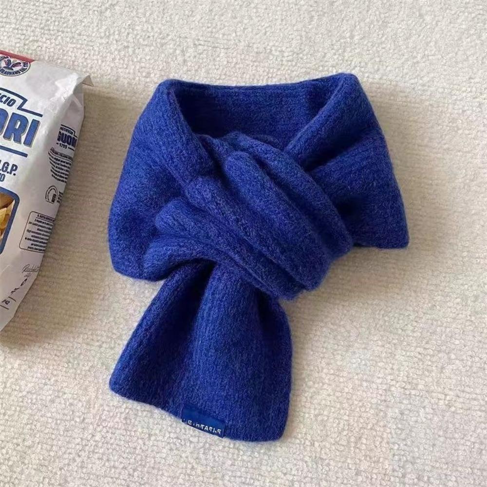 Woolen Cross Scarf Thicken Neck Scarf Neck Guard Shawl Short Neckerchief Women