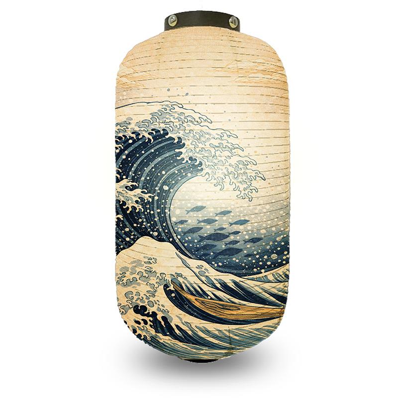 Japanese Style Ukiyo-e Traditional Sea Wave Printed Lantern Hanging Cloth Lantern Izakaya Restaurant Cuisine Wedding Party Decor