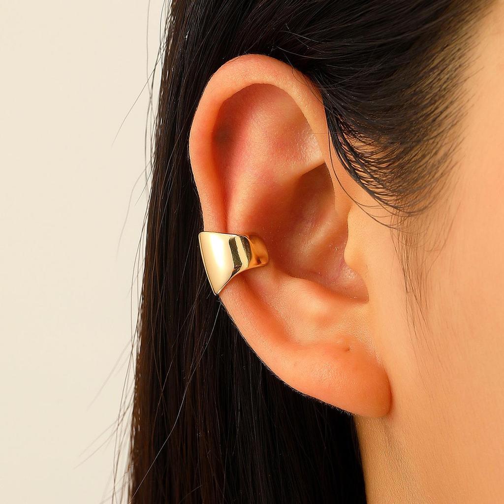 Clip per orecchio retrò francese a doppio strato in lega senza buco: Ear Cuff Semplice da Donna, Stile Freddo, di Nicchia Coreano, Temperamento