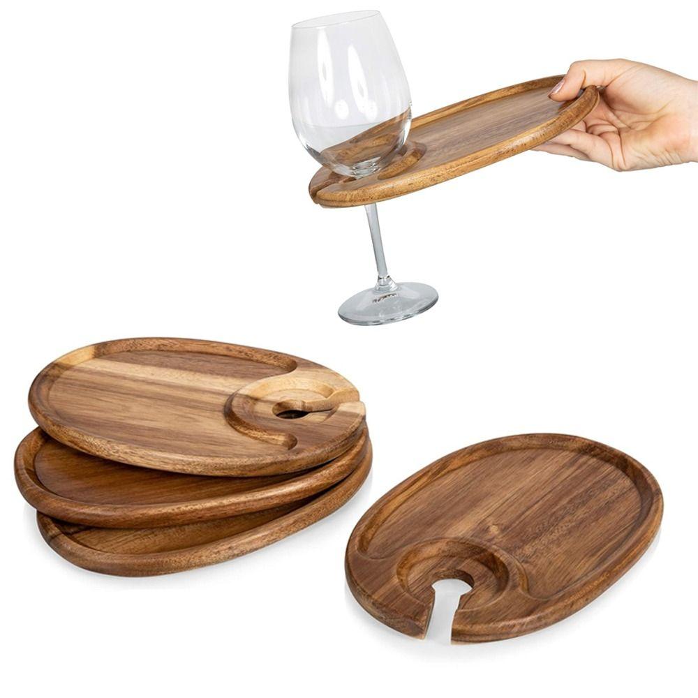 New Wooden Appetizer Plates Durable Easy To Clean Wine Glass Holder Elegant Charcuterie Accessories Party