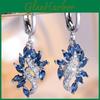 Leaf Royal Blue Zircon Drop Earrings For Women Silver Color Dangle Earrings Classic Elegant Jewelry Gift