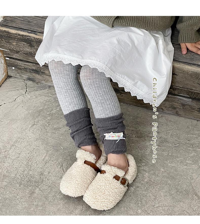 2025 Korean Style Knitted Scrunch Leggings & Tights Combo - Nine-Point Girls' Cotton Leg Warmers