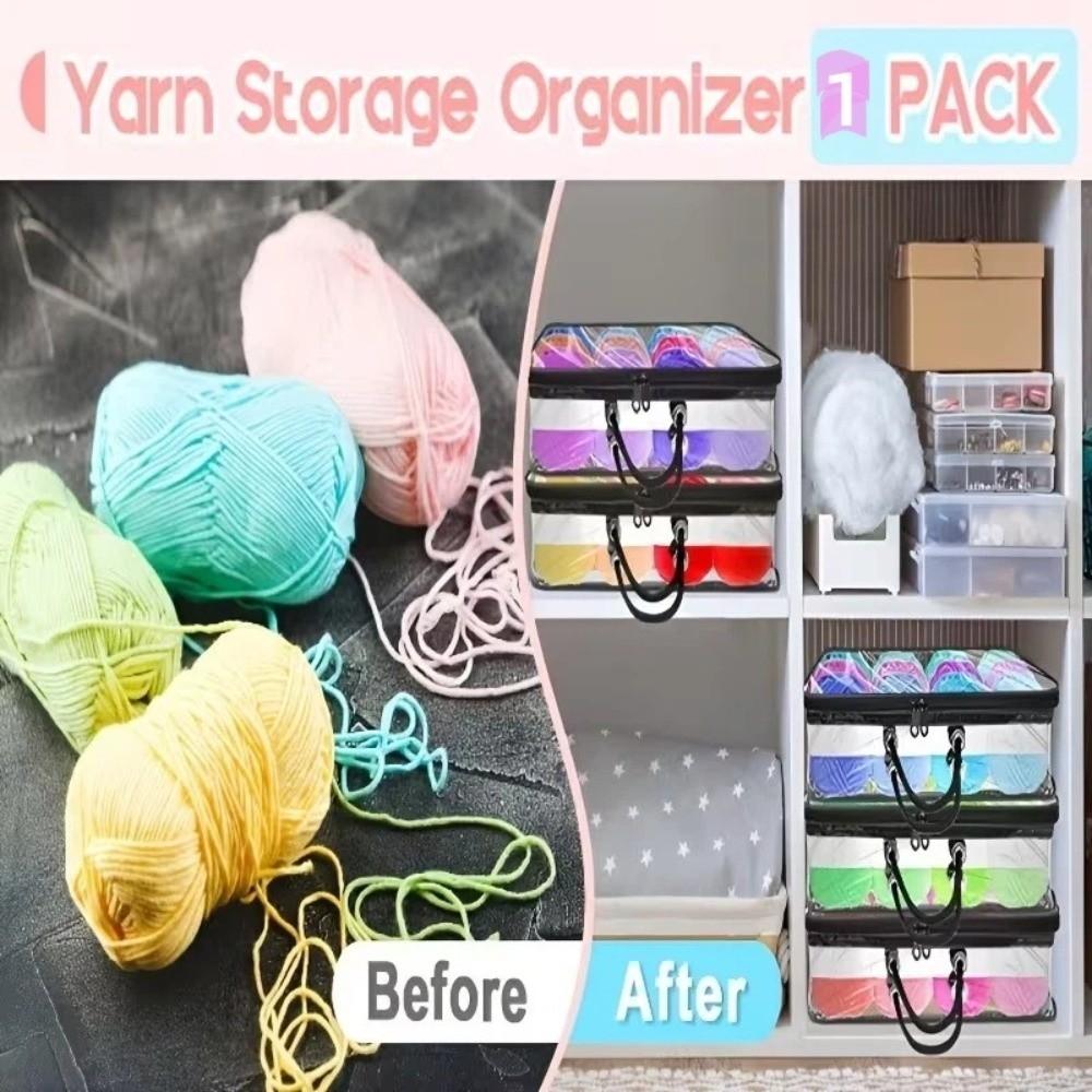 1pcs Transparent Yarn Storage Bag Multi-purpose Waterproof Clothing Storage Bag with Handle Space Saving Handheld Storage Bag
