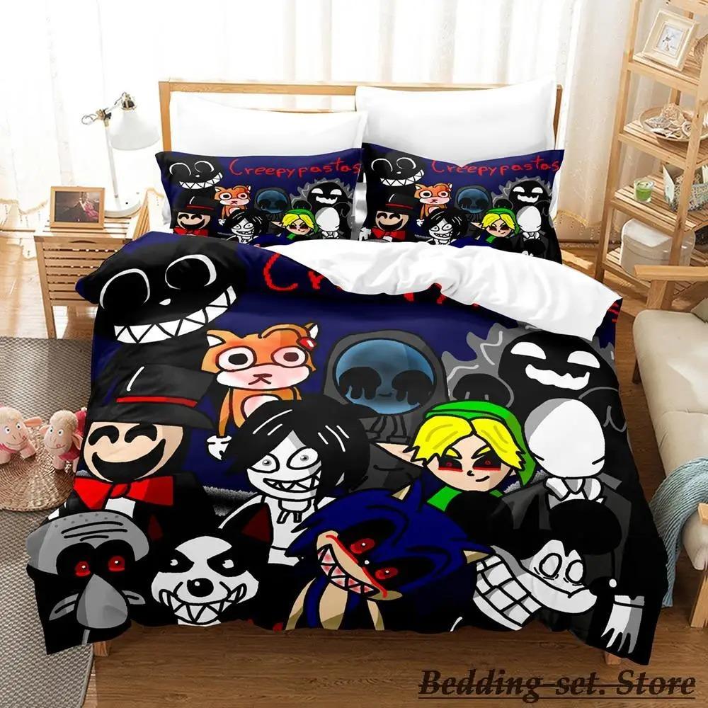Jeff and Jane Creepypasta Bedding Set Single Twin Full Queen King Size Bed Set Adult Kid Bedroom Duvetcover Sets Anime