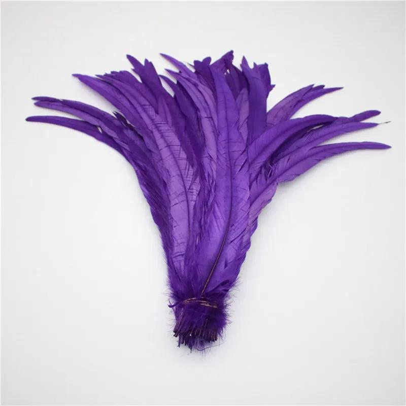 

Beatiful 50Pcs Natural Cock Tail Feathers 25-40Cm / 10-16Inch Clothing Decoration Stage Performance Rooster Tail Feathers Plume 25-30cm фіолетовий